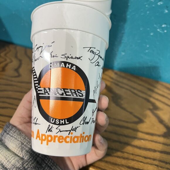 Vintage 1998 Hockey Omaha Lancers USHL Fan Appreciation Signatures Cup Lot Of 6 - Picture 6 of 8